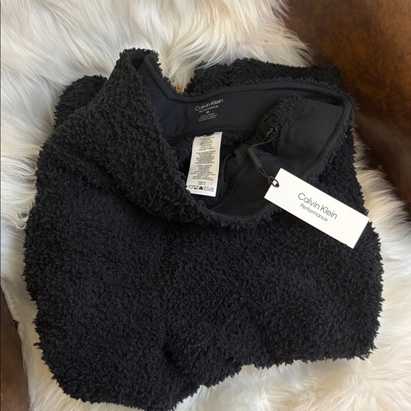 Calvin Klein Performance | NWT Black Shaggy Knit Sherpa Teddy Pull-On Joggers M - Picture 13 of 16